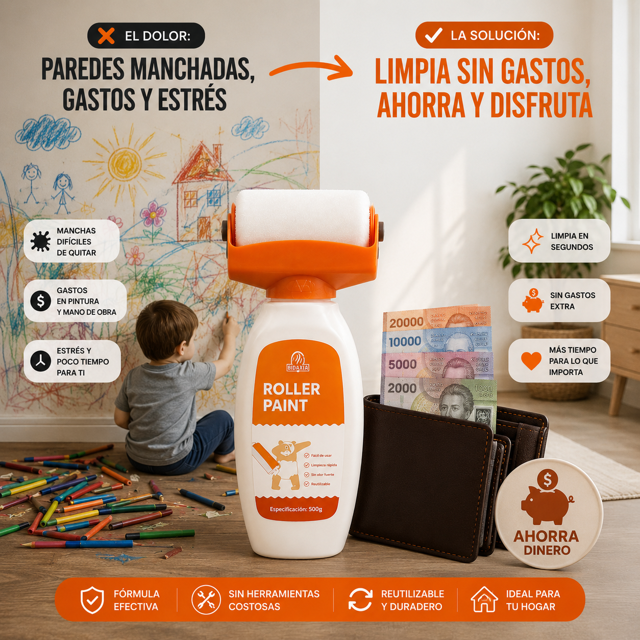 WallPure™  Rodillo Limpiador de Paredes