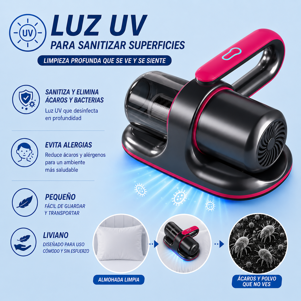 Vacuum Veltra™  Aspiradora UV Anti Ácaros
