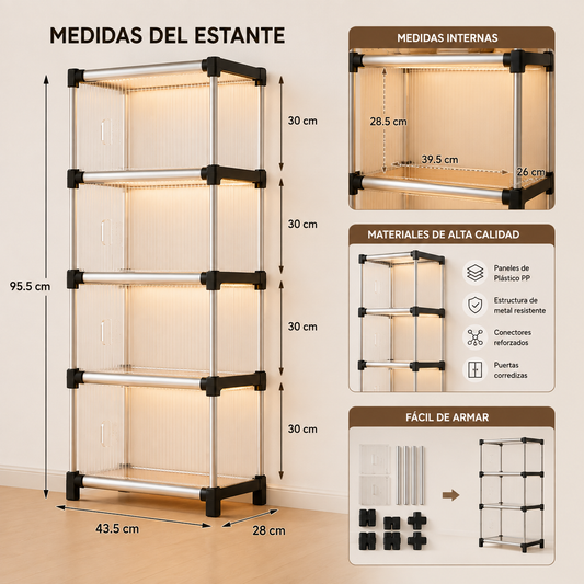 Clarix™  Organizador Modular con Puertas Deslizantes