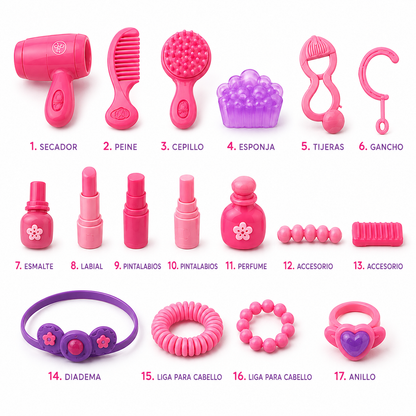 Glam™ Maletín de Belleza Portátil con 17 Accesorios