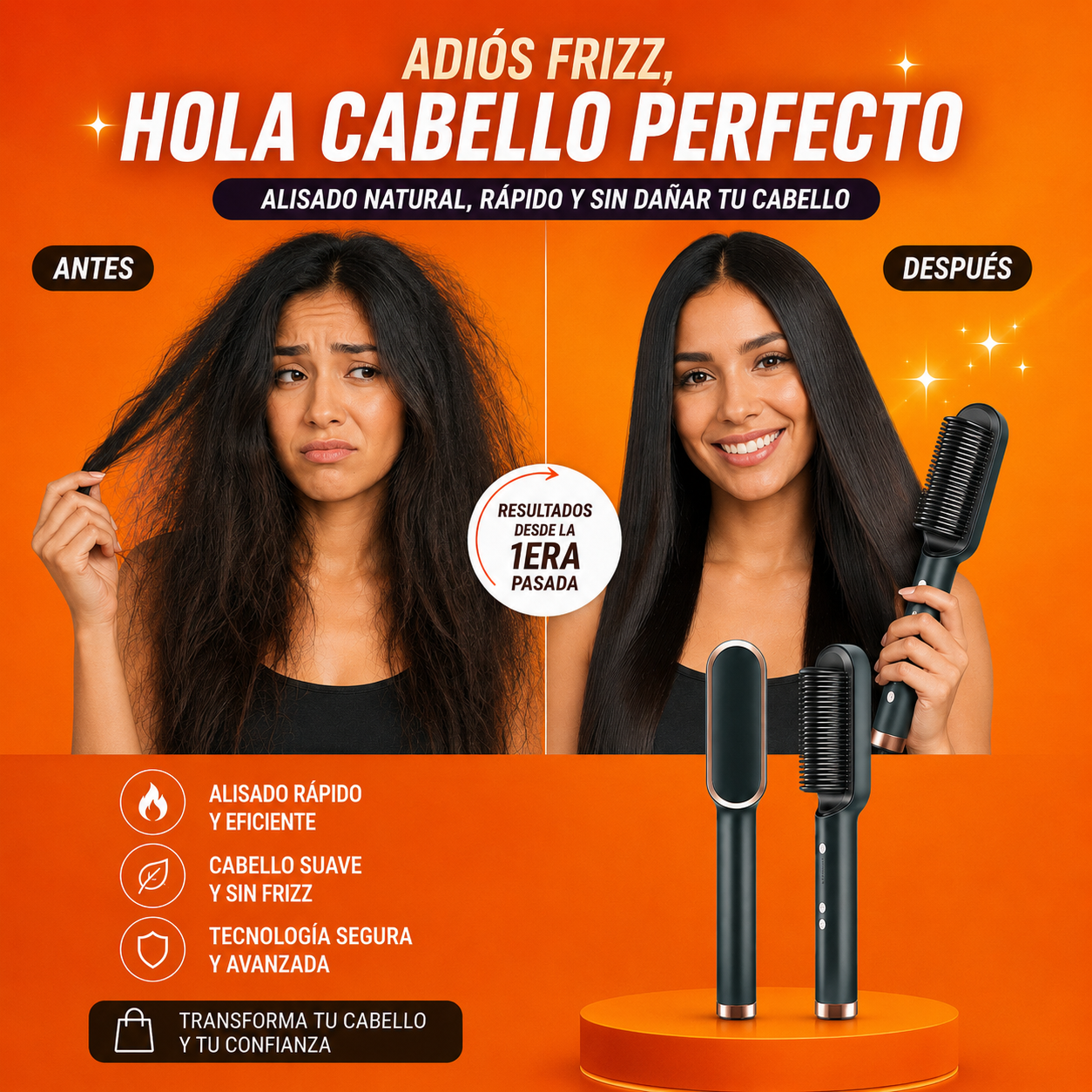 AntiFrizz Veltra™  Cepillo plancha portatil