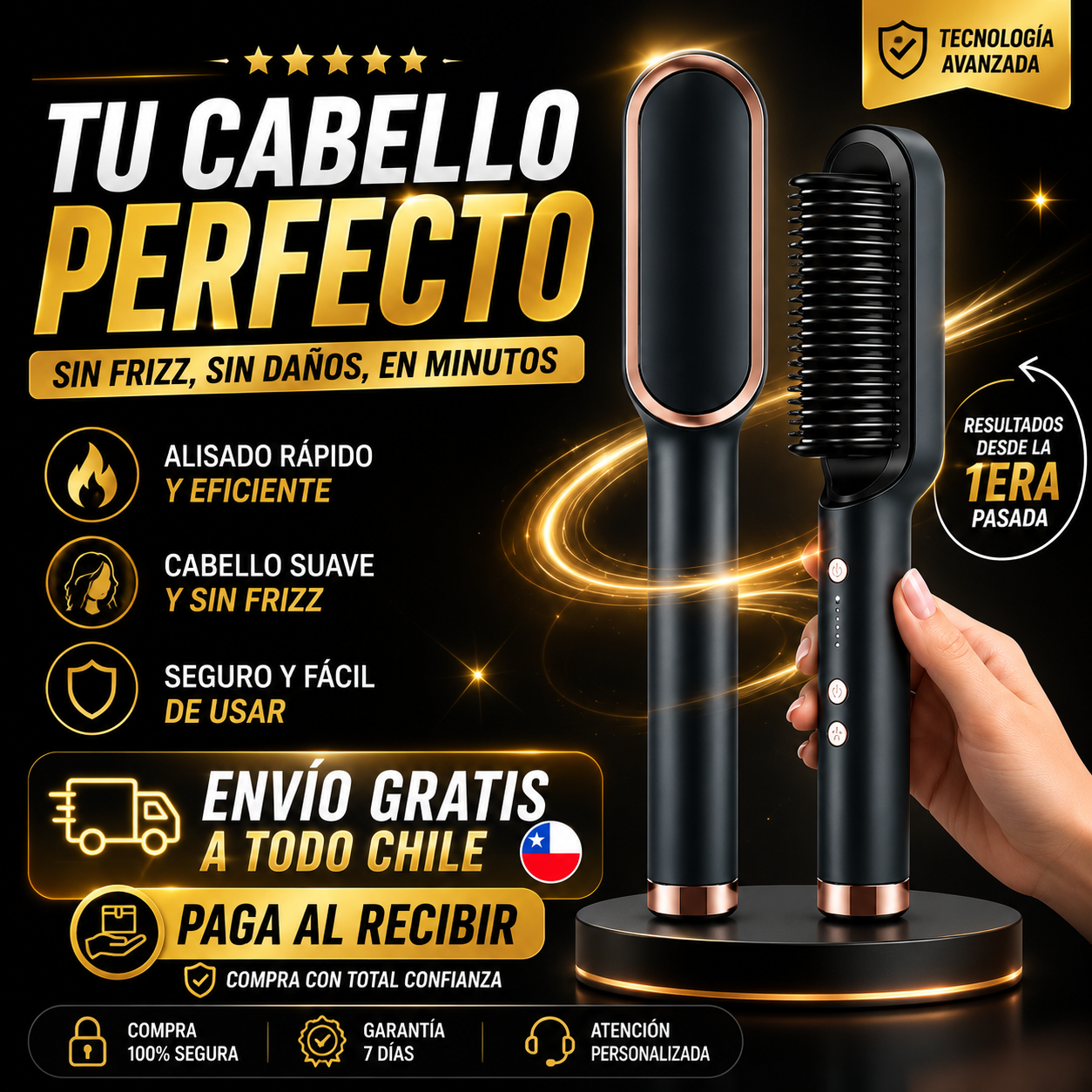 AntiFrizz Veltra™  Cepillo plancha portatil