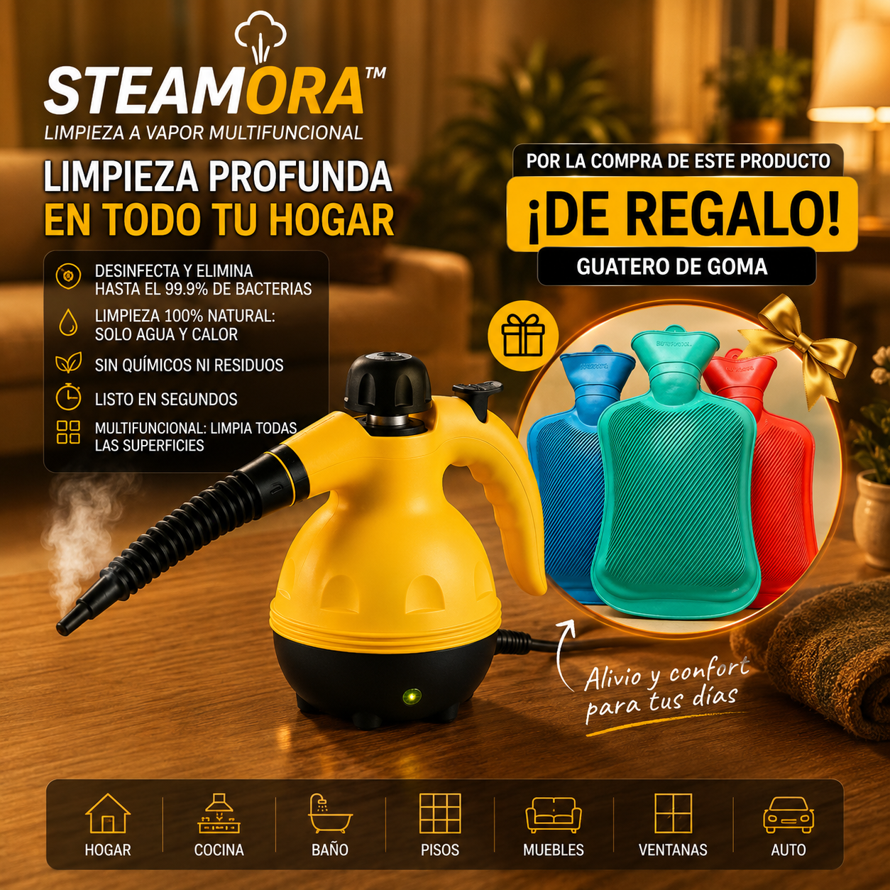 Steamora™  Limpiador a Vapor Multifuncional