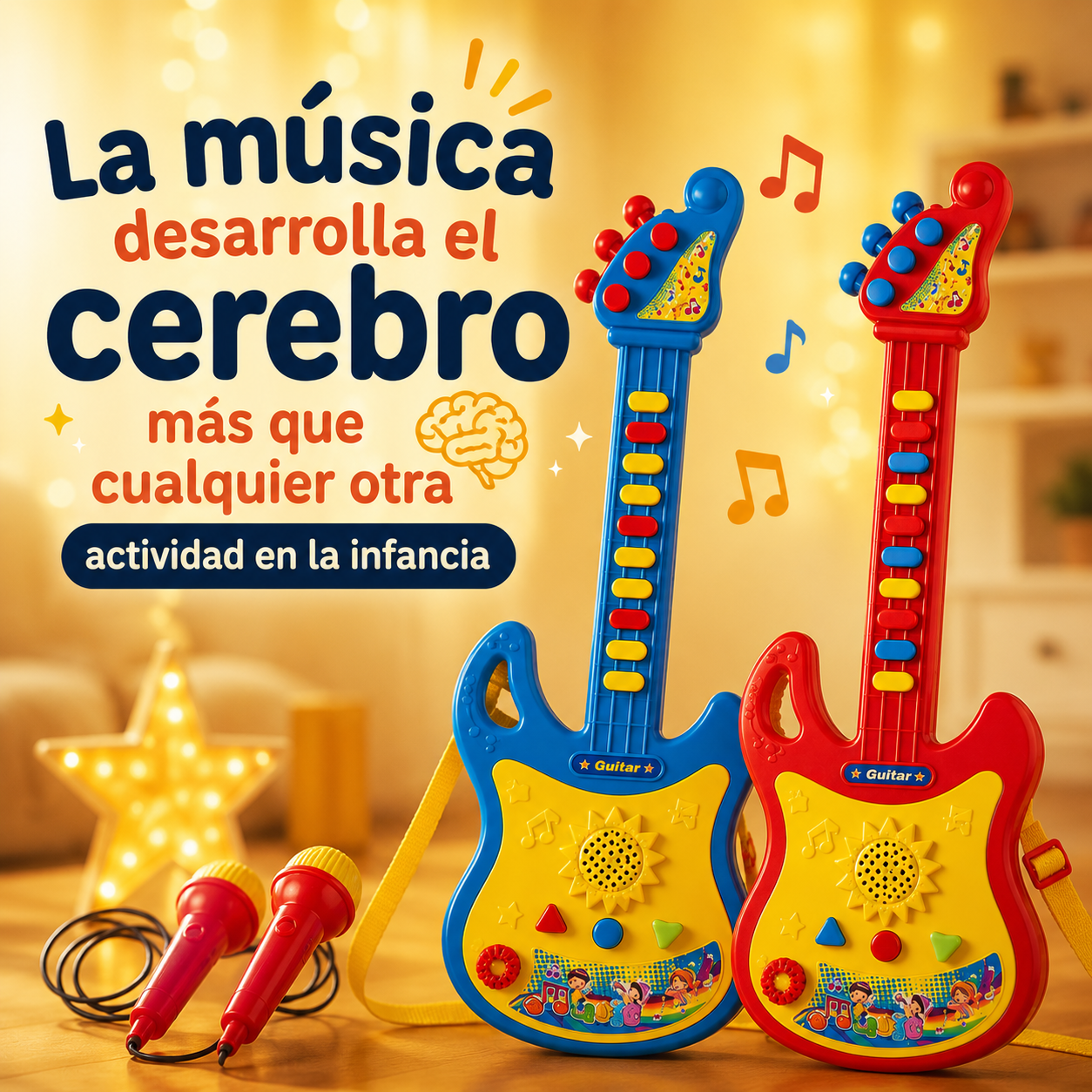 Ritmo™  Guitarra Electrónica Infantil con Micrófono
