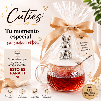 Cuties™ Taza de Vidrio con Tapa y Cuchara